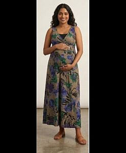 Big purple flower maternity dress