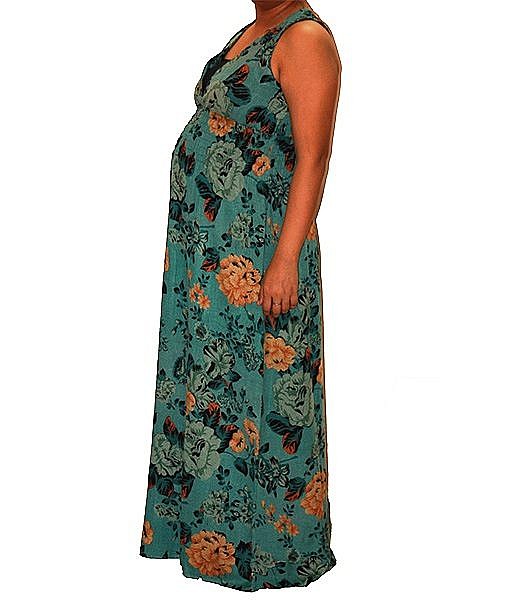 Beige big flower maternity wear maxi dress 