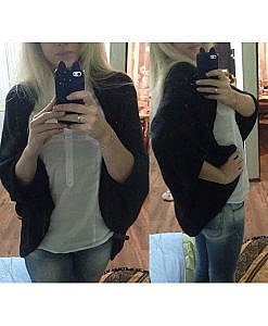 Loose batwing woolen shrug jacket