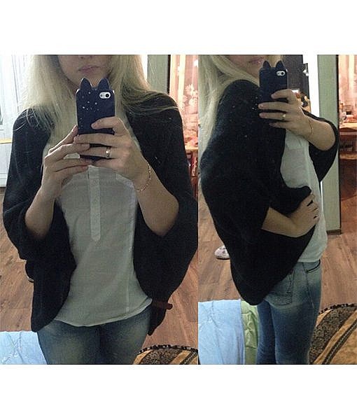 Loose batwing woolen shrug jacket