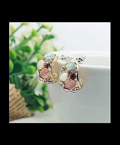 Office wear small earrings with semi precious stones