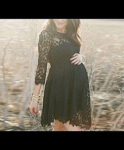 Maternity Short Black Lace Dress