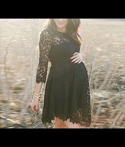 Maternity Short Black Lace Dress