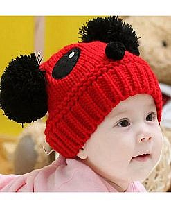 Baby woolen red panda face cap Baby woolen cap