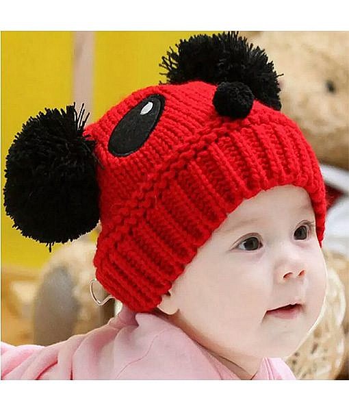 Baby woolen red panda face cap Baby woolen cap