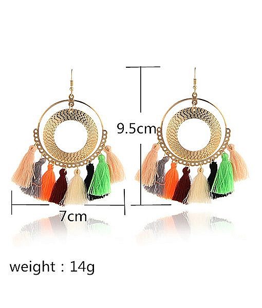 Big multicolour tassel earrings MOMIFFY.COM