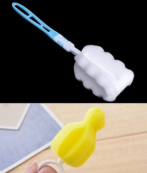 Set of 1 baby bottle + 1 bottle nipple sponge cleaner 