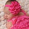 Baby girl Net big flower elastic (Dark pink)