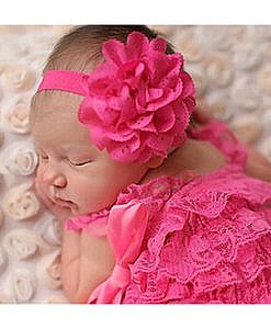 Baby girl Net big flower elastic (Dark pink)
