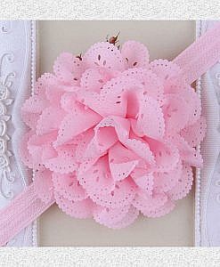 Baby girl Net big flower elastic (light pink)
