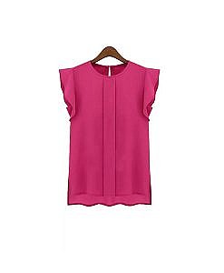 Pink solid ruffle sleeves top