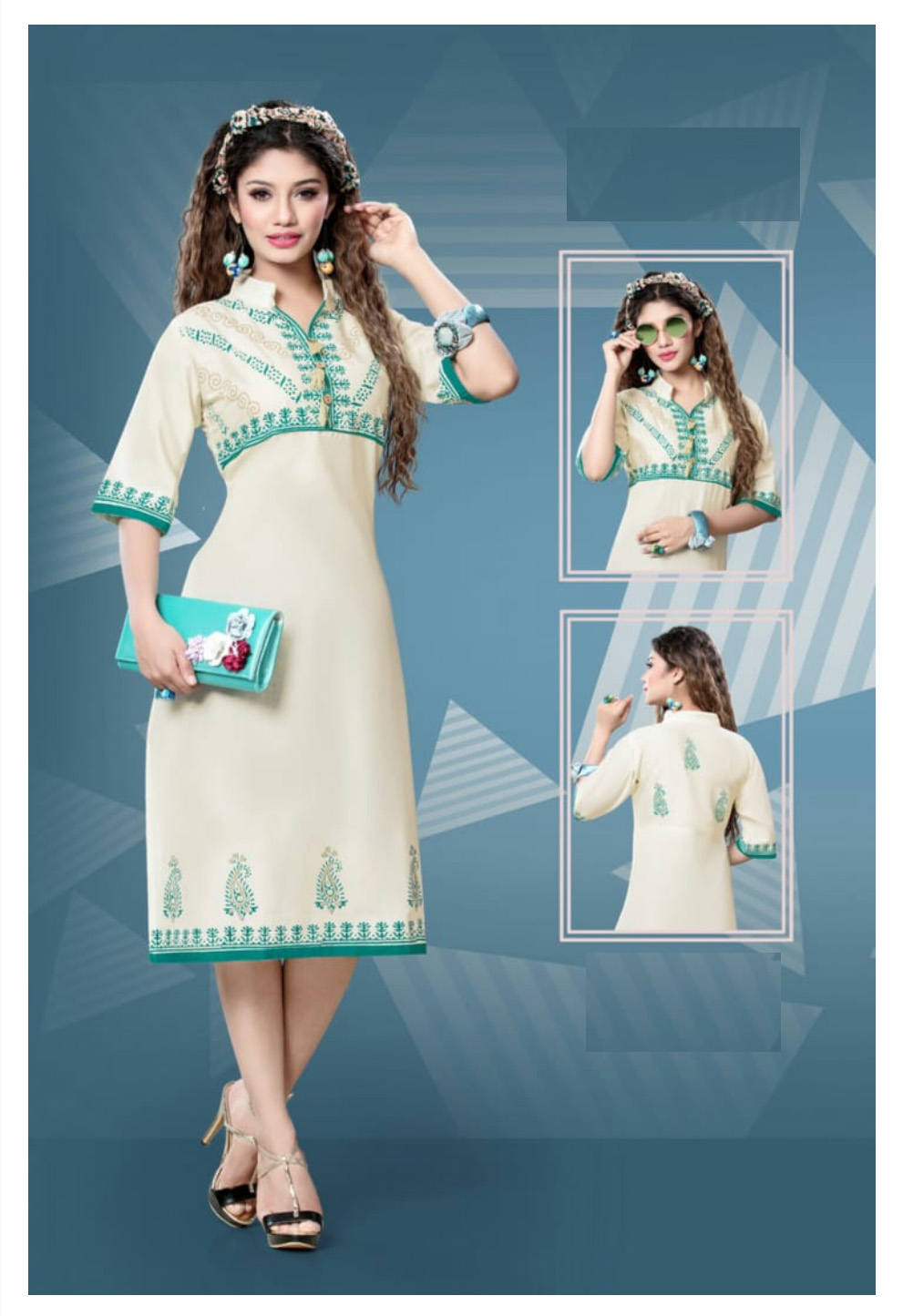 White lawn cotton printed kurti 