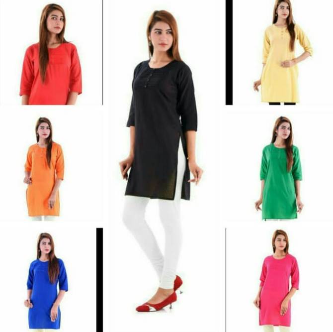 Women's Solid Plain Rayon Straight Maroon Color Kurti