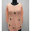 Woolen top with bow peach orange