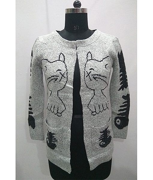Woolen knitted front open jacket