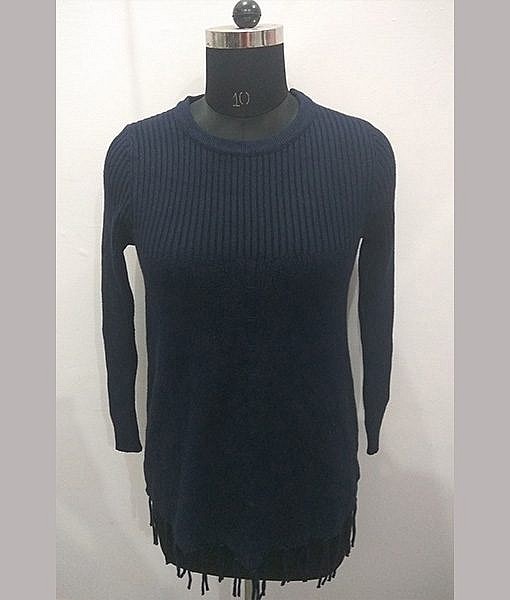 Warm Sweater with tassels Blue