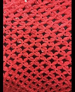 Soft wool poncho with sequence red