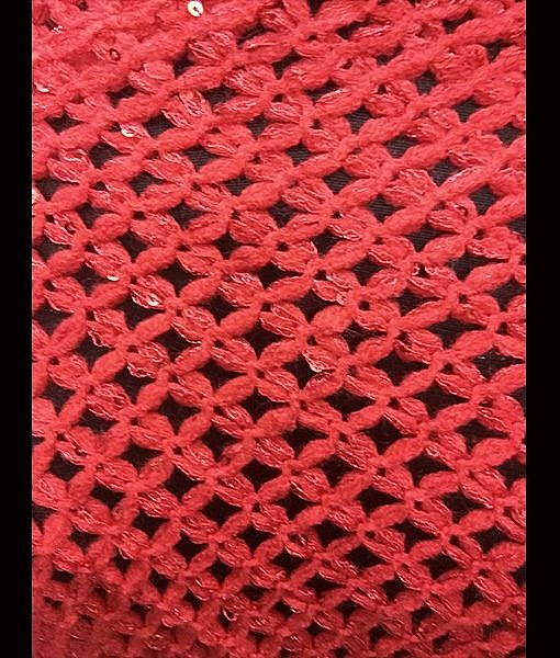 Soft wool poncho with sequence red