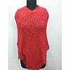 Soft wool poncho with sequence red