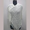 White soft wool poncho with sequence