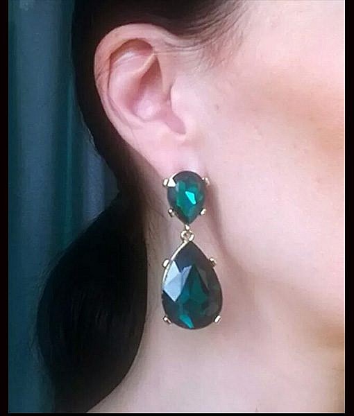 Big Luxury Emerald Drop Earrings