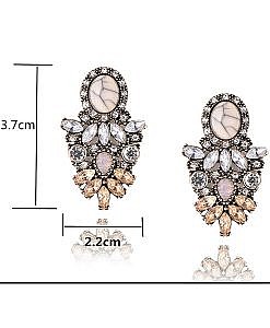 Big Luxury Flower Drop Earring yellow white crystal