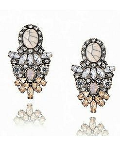 Big Luxury Flower Drop Earring yellow white crystal