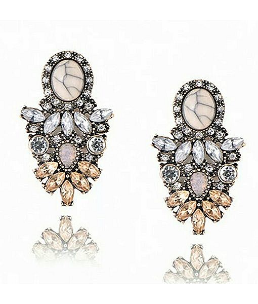 Big Luxury Flower Drop Earring yellow white crystal