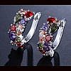 Silver multi colour zircon stones earrings