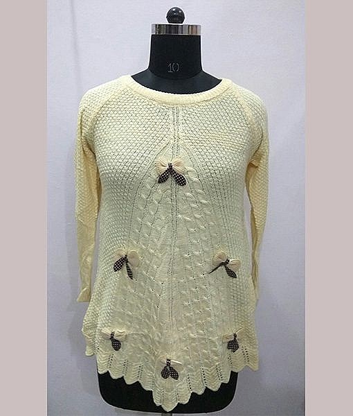 Woolen top with bow Light Yellow