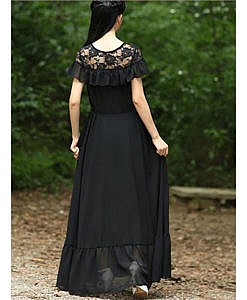 Women Georgette Maxi Dress with lace