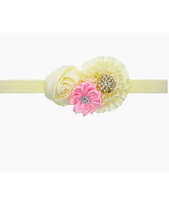 Rhinestone satin flower babies infant headband