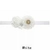 White Rhinestone satin flower babies infant headband