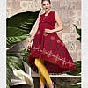 Maroon rayon printed kurti with lace