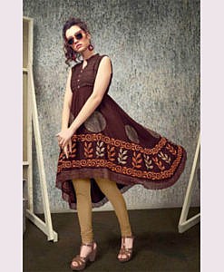 Rayon printed kurti with lace