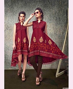 rayon printed kurti with lace