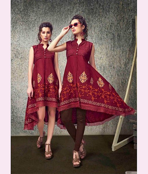 rayon printed kurti with lace