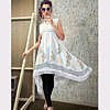 White rayon printed kurti with lace