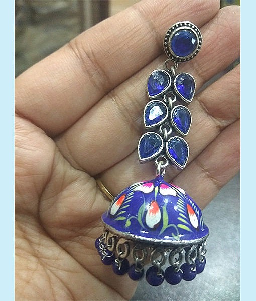 Hand painted long jhumki earrings