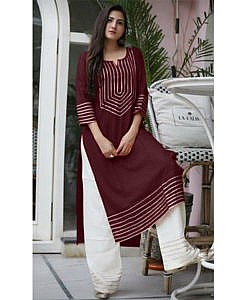 Rayon Kurta Palazzo Set Maroon