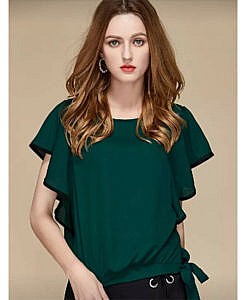 Green waist tie top