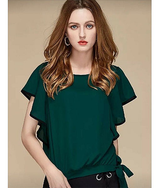 Green waist tie top