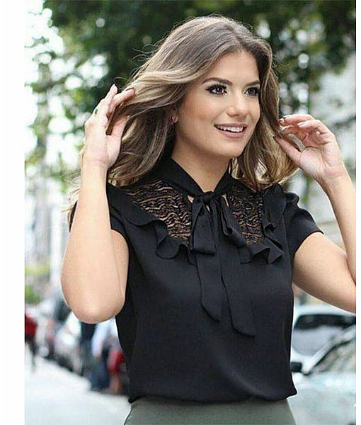 Balck rayon neck tie top