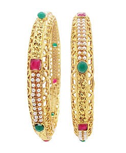 Gold plated artificial metal bangles