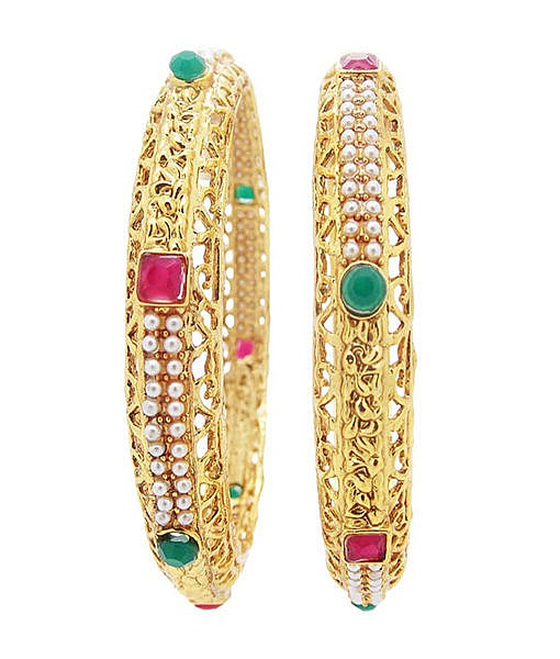 Gold plated artificial metal bangles
