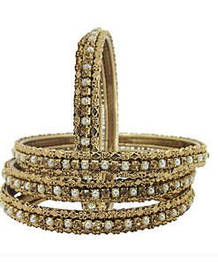 Antique metal bangles with pearl