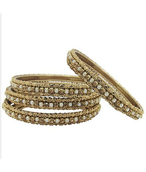 Antique metal bangles with pearl