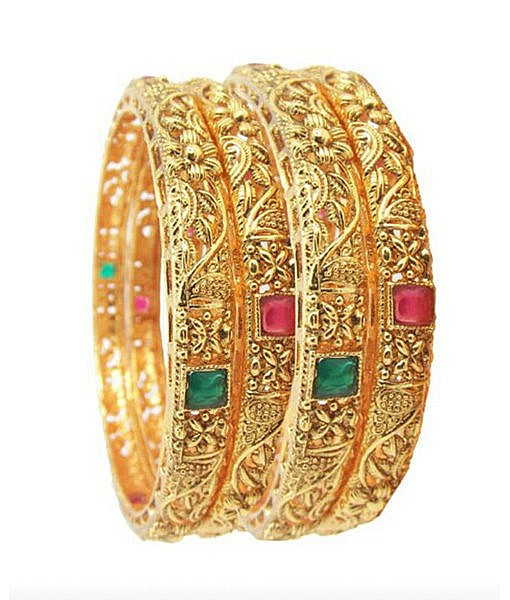 Bentex Gold Plated Bangles for Women and Girls Set with Free Gold Design  Earring