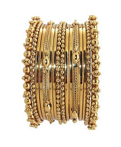 Metal bangles set golden