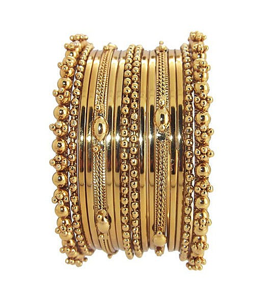 Metal bangles set golden